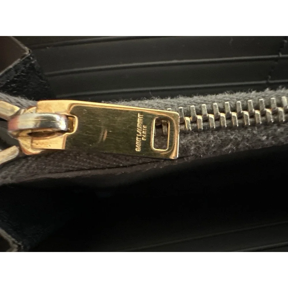 Saint Laurent Paris gray long zip-around wallet